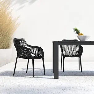 Farrah Stacking Patio Dining Chair Color: Black Set of 2