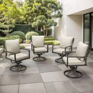 Outdoor Patio Swivel Rocker Dining Armchair (Set Of 4)