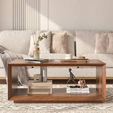 Rectangular Coffee Table With Storage For Living Room, Small Spaces