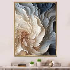 White and blue feather spiral II - Abstract Geometric Canvas Print Wall Art