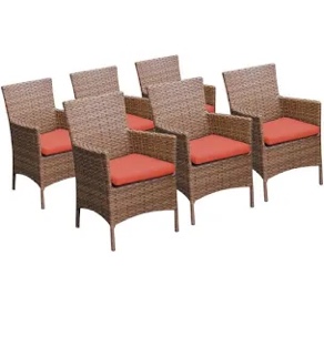 High - Density Polyethylene (HDPE) Wicker Premium All - Weather (Orange cushion covers only)