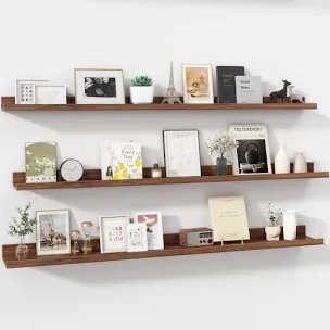 Wall-Mounted Floating Shelves for Bedroom, Living Room (Set of 3)