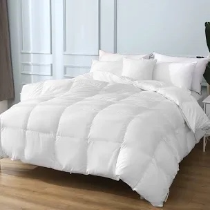 All Season Feather Down Comforter Cotton Blend Cover Duvet Insert