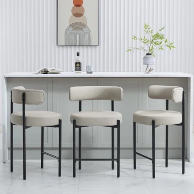 najira upholstered 24'' counter stool with metal frame