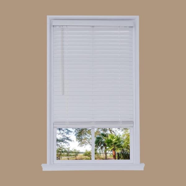 Norman White Cordless 2 in. Embossed Faux Wood Blind 24 in. W x 72 in. L
