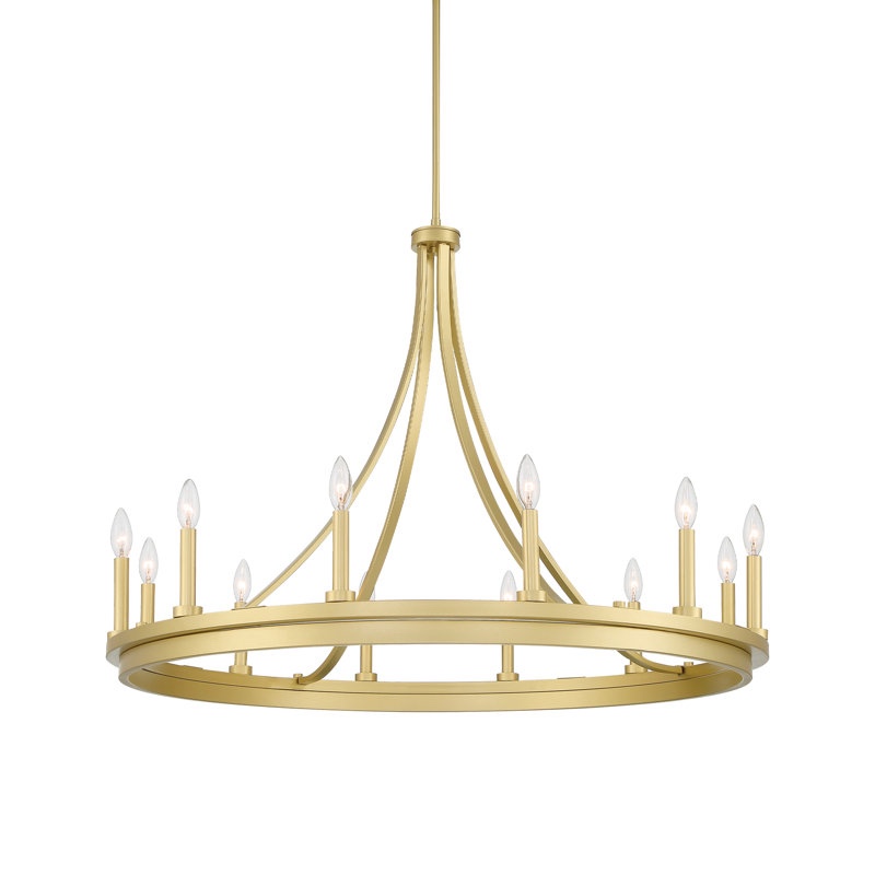 Marconi 12 - Light Living Room Steel Dimmable Candle Style Wagon Wheel Chandelier UL Certified