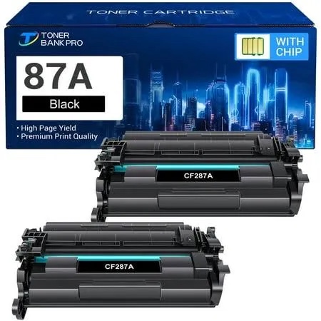 CF287A 87A Black Toner Cartridge CF287X 87X for HP Printer M506 Pro M501 M501dn Compatible for HP Laserjet Enterprise M506dn M506n M506x MFP M527dn M527f M527 Series Printer Ink 2 Pack