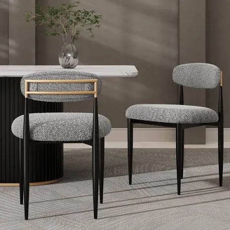 Ackley Amerson 2 Pieces Boucle Armless Dining Chair, Upholstered