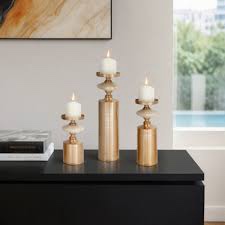 Set of 3 Decorative Candle Holders for Home Decor Modern Tabletop 