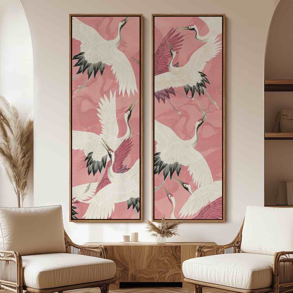 Vintage Floral and Landscape Wall Art - 20x60 inches Framed Canvas