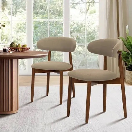 Maylon Upholstered Solid Wood Side Chair Dining Chairs (Set of 2)