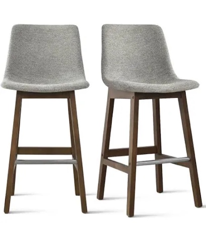 28" Upholstered Low Back Solid Wood Kitchen Dining Bar Stools Set of 2