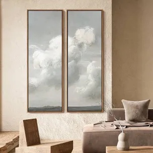 Vintage Sky and Cloud Wall art 20x60 inches Framed Canvas Set of 2