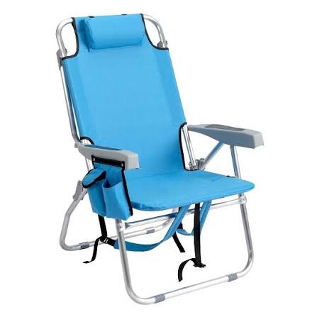 5-Position Classic Lay Flat Folding Backpack Beach Chair Single