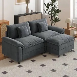 83.9-inch l-shaped modular sectional in chenille fabric (box 1 of 2 only)