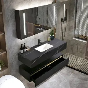 47.2" Modern Stone Top Bathroom Single Vanity with Wood Cabniet