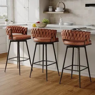 Modern Upholstered Swivel  Bar Stools&Counter stool with Low Back for Kitchen Island
