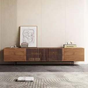 Banvra Mid-Century Modern TV Stand with 4 Storage Cabinets for Living Room