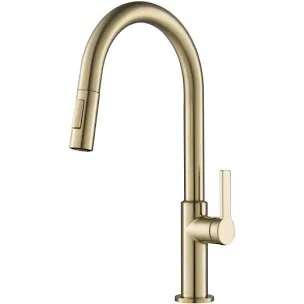 KRAUS Oletto Single Handle Pull Down Kitchen Faucet in Spot Free Antique Champagne Bronze, KPF-2820SFACB