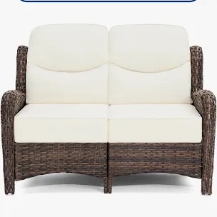 Ambarvale 53'' Wide Outdoor Wicker Reversible Loveseat with Cushions