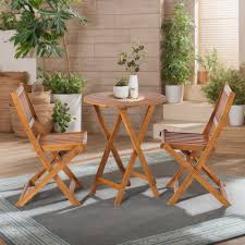 3-piece Acacia Wood Round Outdoor Dining Set