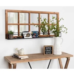 Prout Farmhouse Beveled With Shelves Accent Mirror