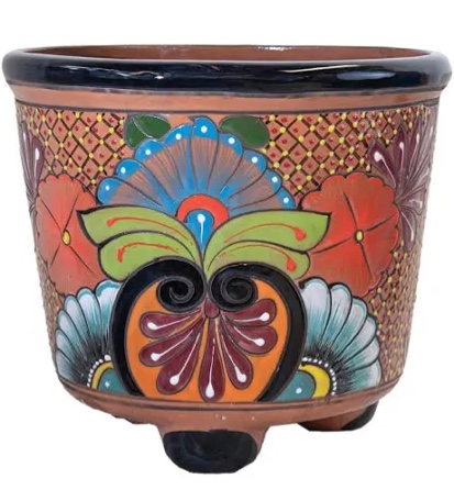 Desert Bloom Talavera Footed Planter in Terracotta