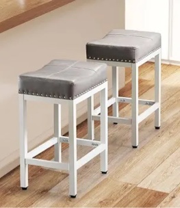 24” Counter Height Bar Stools Set Of 2, Kitchen Counter Saddle Barstools For Pub, Bar, Dining Room