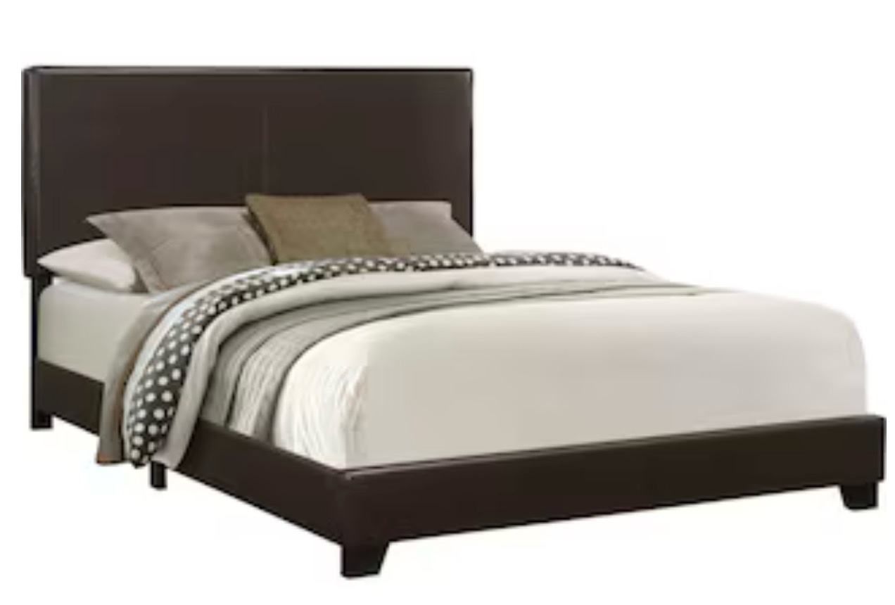 upholstered platform bed king size dark brown 