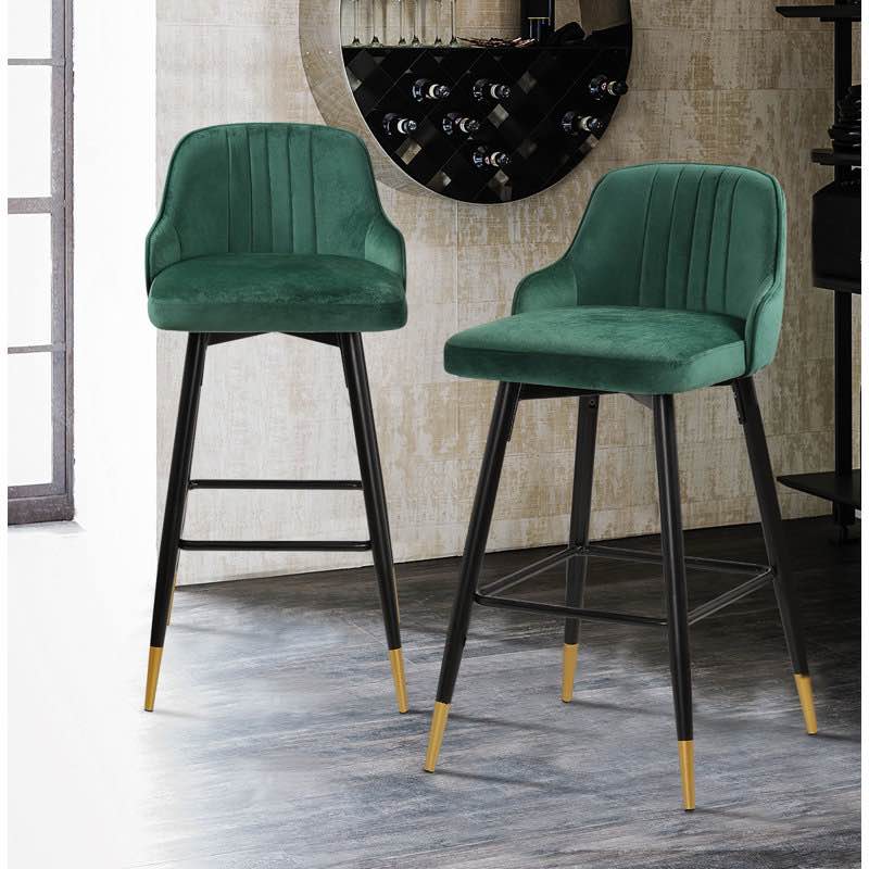 Swivel Upholstered 26"/29" Counter & Bar Stool With Solid Metal Frame and Velvet Back