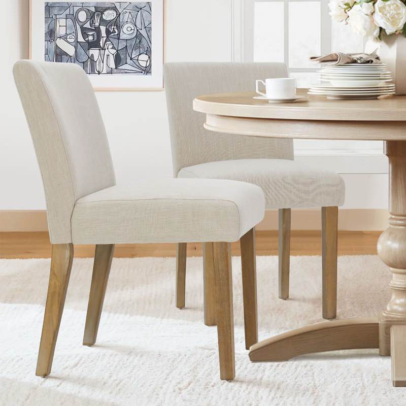 18.5'' Seat Height Linen Upholstered Solid Wood Dining Chair (Set of 2)