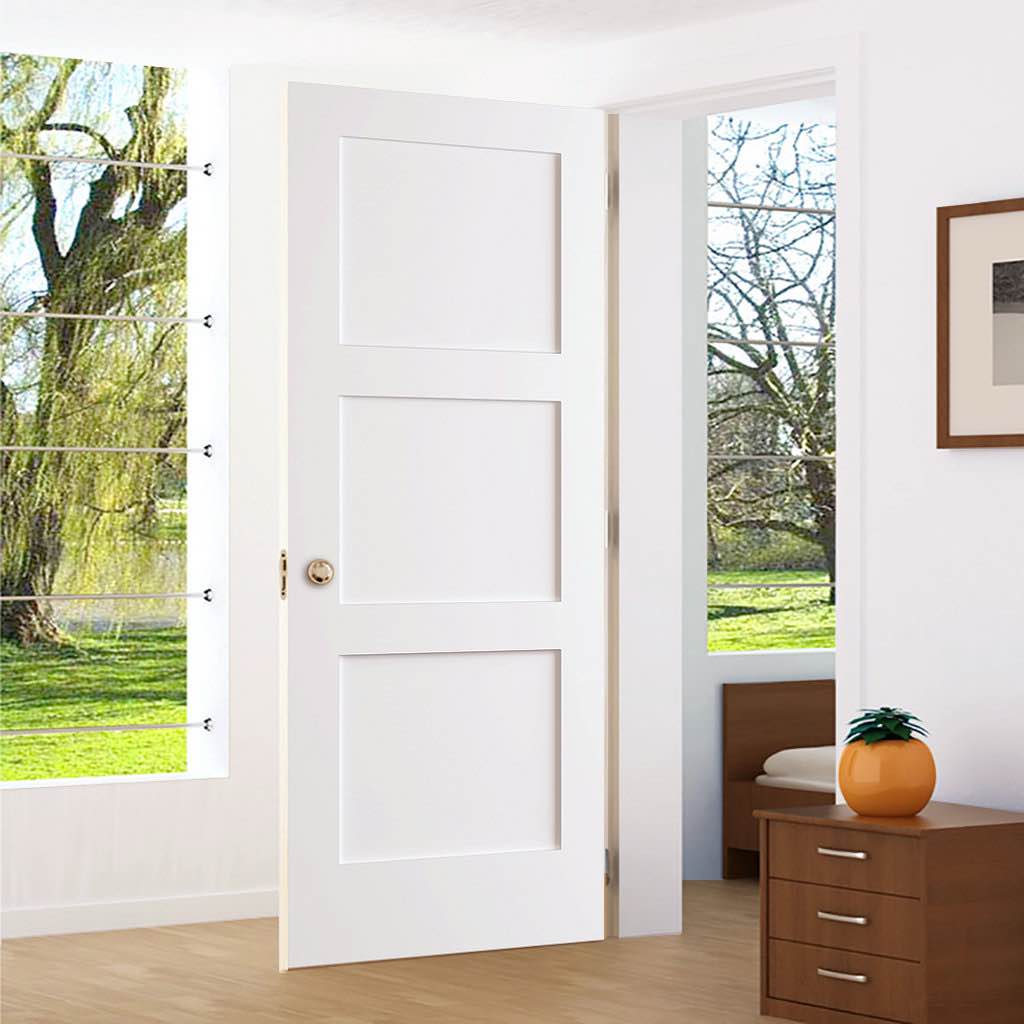 Paneled Solid Manufactured Wood Primed Shaker Standard Door