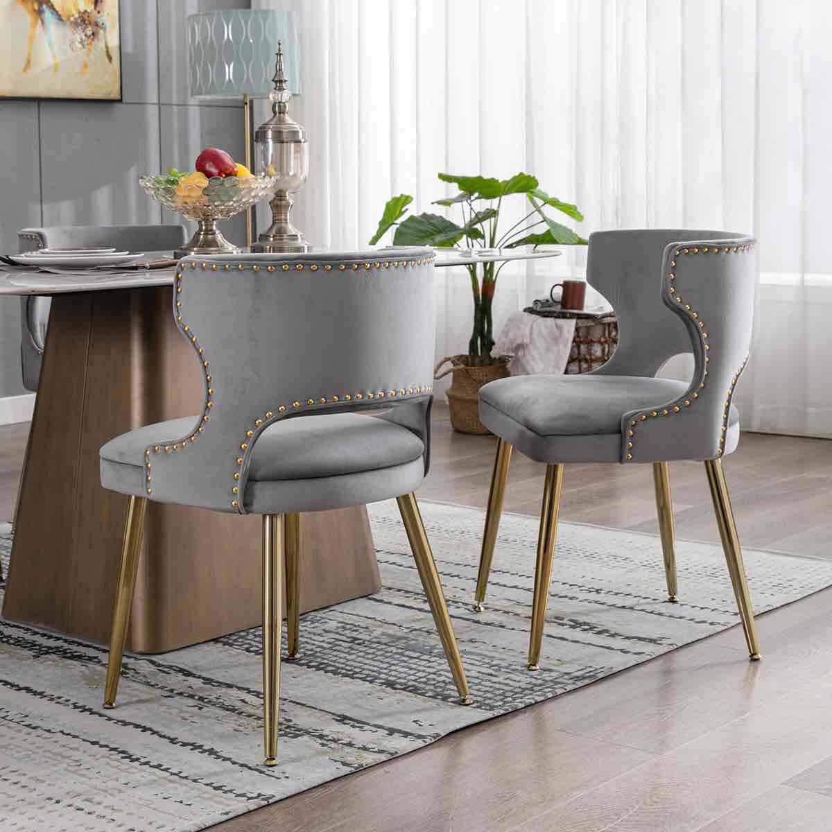 Khanya 19.75'' H Velvet Upholstered Oak Side Chair (Set of 2)