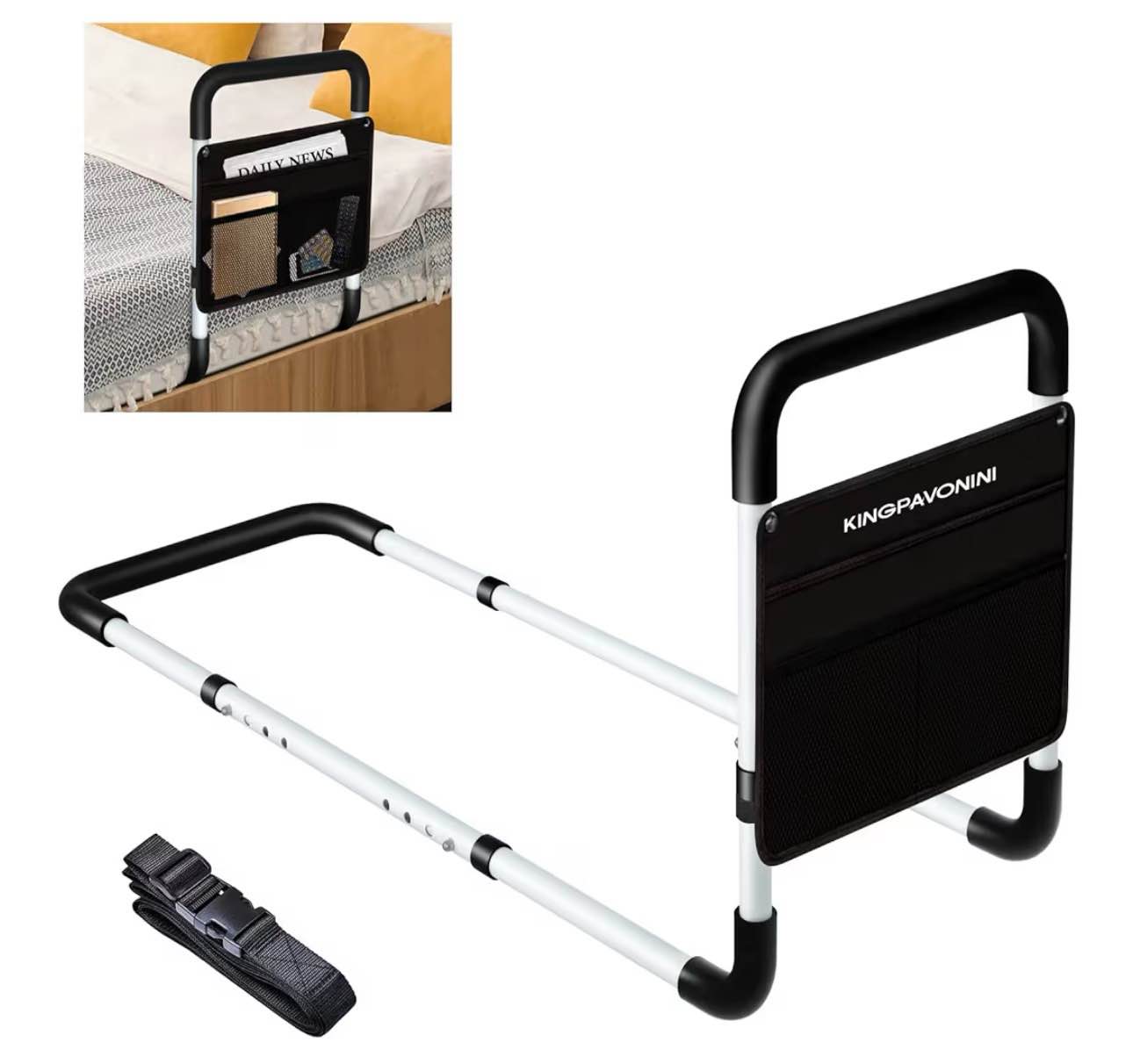 Bed Rails for Elderly Adults - Bed Assist Rail Medical Bed Support Bar Mobility Assistant with Free Storage Bag and Fixing Strap, Fit King, Queen, Full, Twin