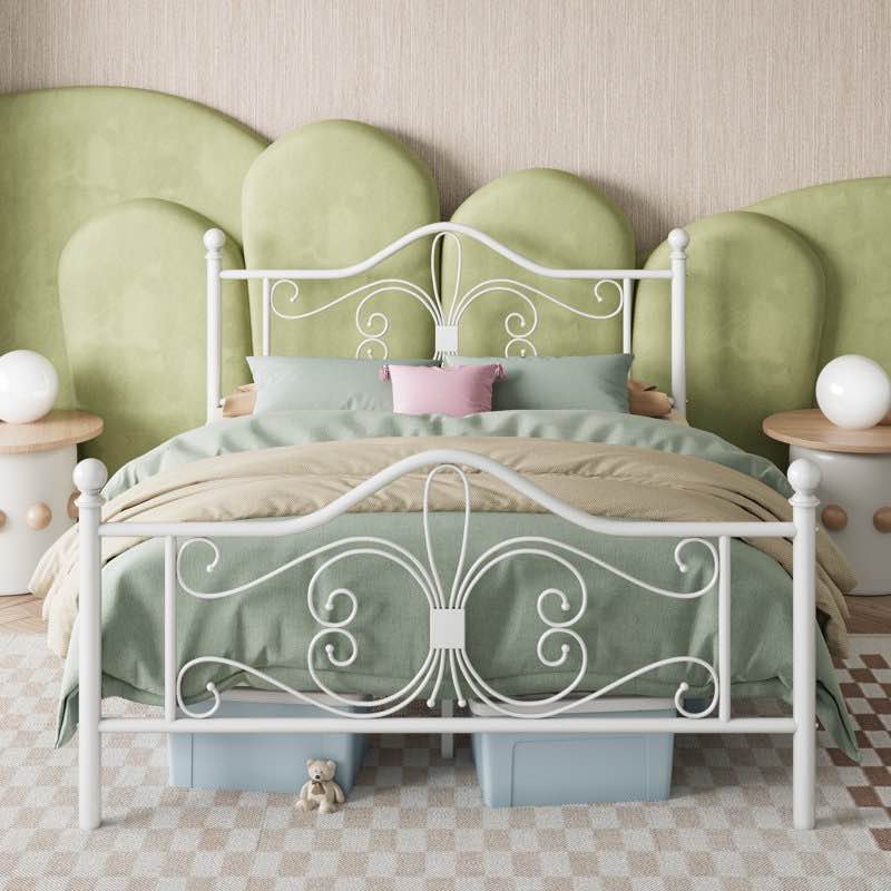 Anterrio Metal Open-Frame Bed with Butterfly Pattern Design Headboard and Footboard By Lark Manor™
