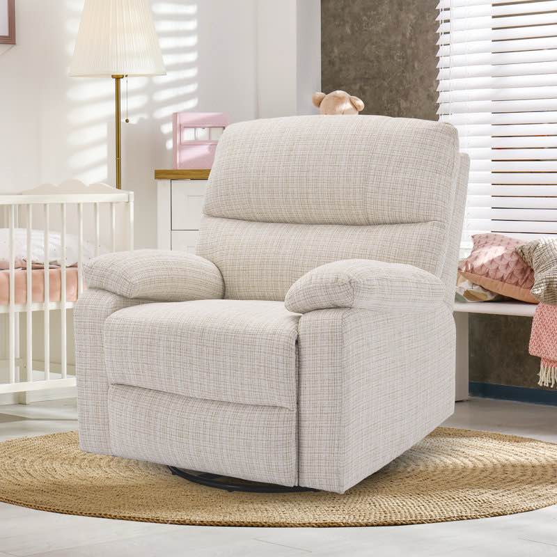 Power Recliner Chair Swivel Glider, Nursery Glider Recliner, Chenille Rocking Recliner Chair For Living Room-Beige By Latitude Run®