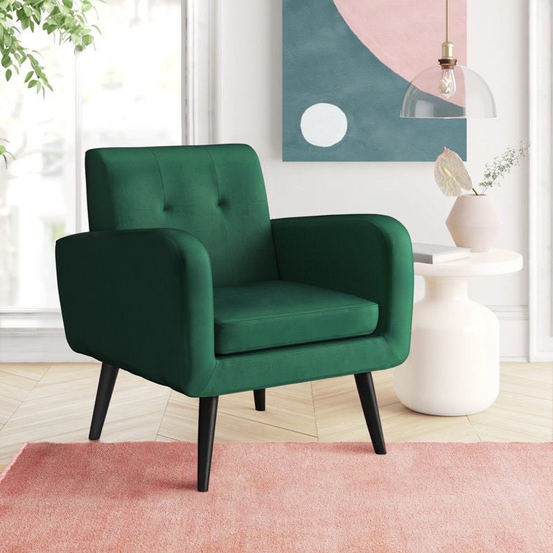 Almeda 28.75" W Mid-century Modern Tufted and Upholstered Armchair By Mercury Row®