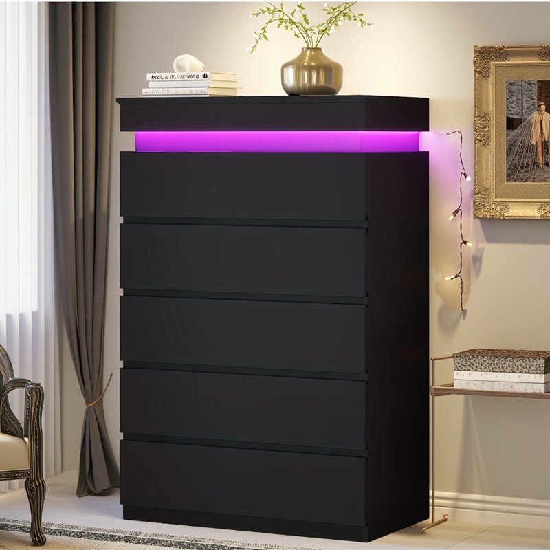 Tall 5 Drawer Dresser With Led Light By Wrought Studio™