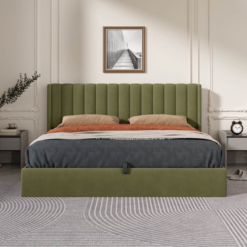 Daizia Lift Up Storage Platform Bed with Wingback Headboard By Latitude Run®