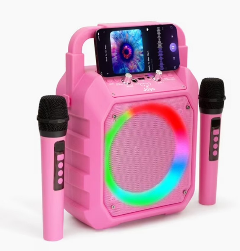 JOYC Mic Drop Karaoke Machine with 2 Wireless Mics & RGB Lights, Choose Color