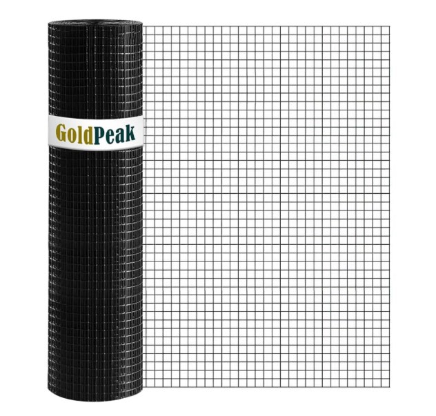 GoldPeak Black Hardware Cloth 1/2 inch 24 inch x 100 Foot - Vinyl Coated Wire Mesh Roll Tree Guard Cage Wire Chicken Wire Fence Roll