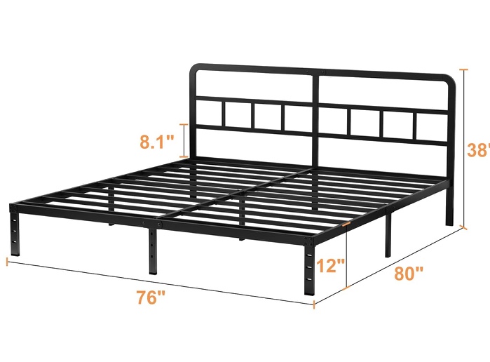 Black king size metal bed frame