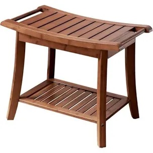 forevich bamboo shower bench stool with storage shelf waterproof shower chair spa bath seat excellent for indoor use chestnut brown