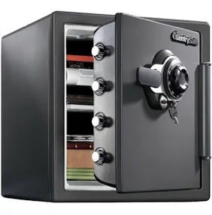 SentrySafe Medium Gray Fireproof Safe and Waterproof Safe Box with Dial Combination, Home Safe for Money, Documents, or other Valuables, 1.23 Cubic Feet, SFW123DSB