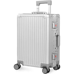 UrbanExplorer All Aluminum Carry On Luggage 22x14x9 Airline Approved Heavy Duty Hard Shell Suitcases Zipperless Suitcase with TSA Lock, Sliver, 20 Inch