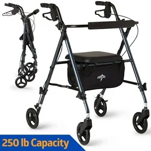 medline superlight aluminum rollator, black - ultra-lightweight, foldable & durable mobility walker