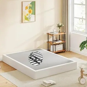 Smart Box Spring Bed Base, 9 Inch (22.86 cm) Mattress Foundation, Strong Metal Frame, Quick Tool-Free Easy Assembly, California King, White