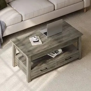 Gray Yaheetech Coffee Table with Storage for Living Room (Damaged)