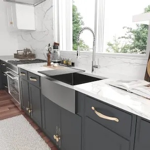 27X 21 inch W farmhouse, gunmetal black kitchen sink single bowl