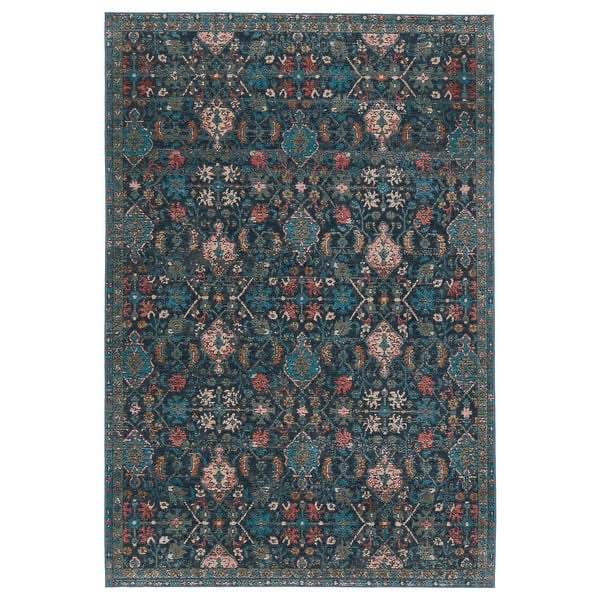 Lisana Indoor/ Outdoor Trellis Dark Blue/ Multicolor Area Rug - 5'X7'3"